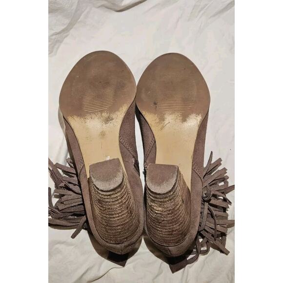 Steve Madden Boots Womens 6.5 Brown Cian Fringe Ankle Bootie Suede Side Zip - Picture 10 of 10